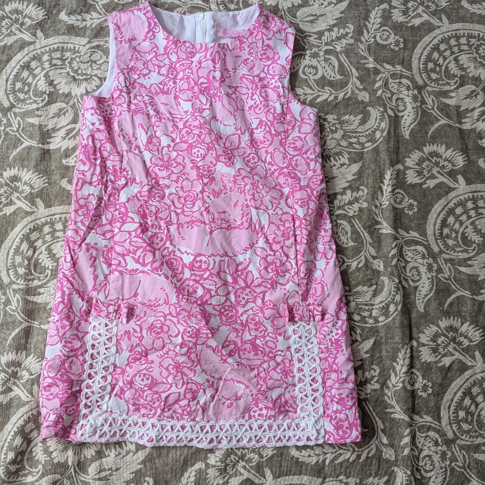 Girls Lilly Pulitzer Pink She's A Fox Girls Dress Size 7 Shift Dress